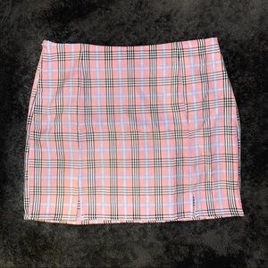 Pink Plaid Skirt